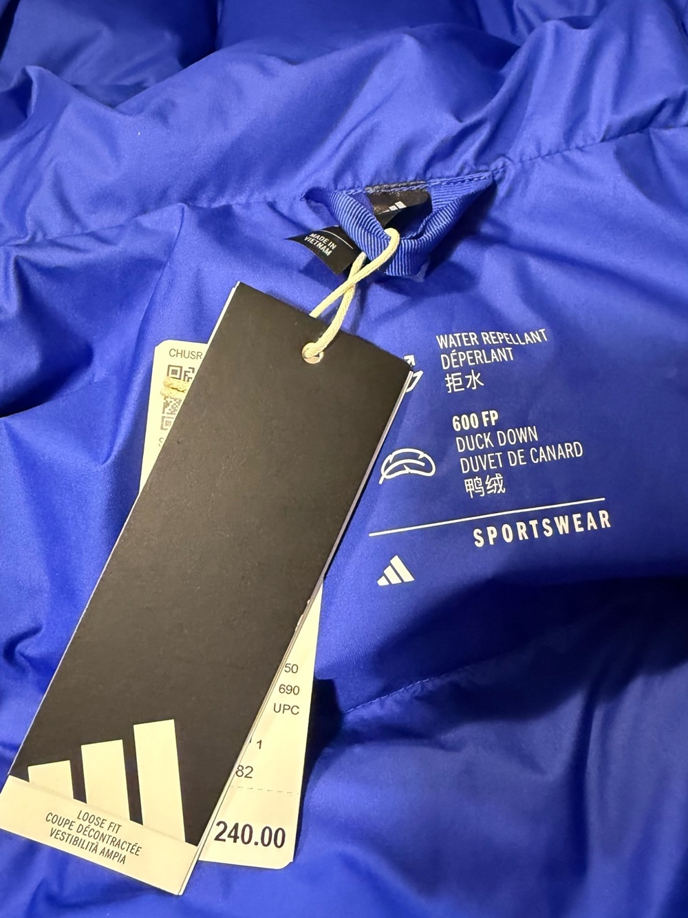 adidas Blue Water-Repellent Puffer Jacket with Hood - Picture 3 of 12